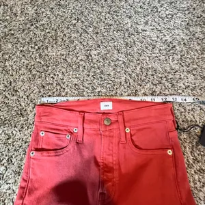 EDWIN Women‎ Coral Red High Rise Raw Hem Straight Leg Jeans Size 26 thumbnail 4