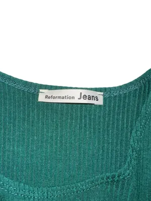 Reformation Jeans Kris Ribbed Knit Sleeveless Green Mini Dress SMALL thumbnail 3