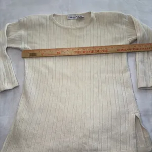 Cristina Cream Ribbed Angora Blend Knit Sweater Womens M Vintage 90s Minimalist thumbnail 4