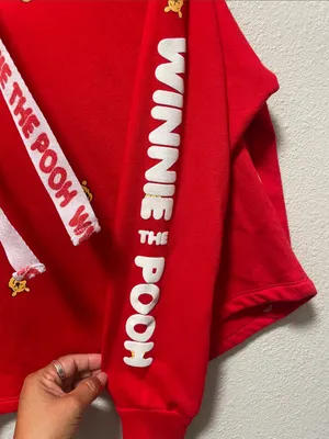 Disney Red Winnie the Pooh Cropped Hoodie Sweatshirt - Women thumbnail 2