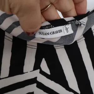 Susan Graver Dress Womens XL Maxi Geometric Stripes Black White Sleeveless Exc thumbnail 2