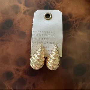 NWT Anthropologie Textured Ribbed Croissant Teardrop Earrings thumbnail 2