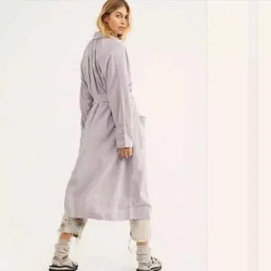 NEW Free People Meet Me In Montauk Duster Jacket Lavender Trench Dress Belted thumbnail 3