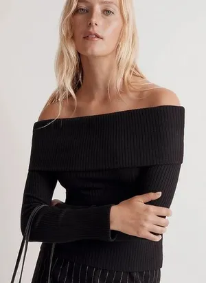 Madewell NWOT Off-Shoulder Long-Sleeve Sweater Top Size XS thumbnail 1