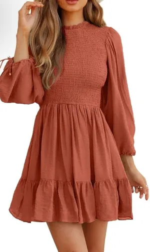 Orange long sleeve dress Size M thumbnail 1