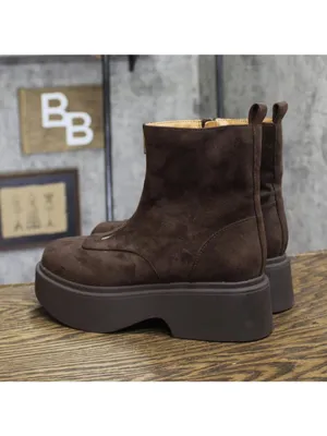 Wild Fable Faux Suede Platform Ankle Boots with Front Zip 94568506 Dark Brown 6M thumbnail 2