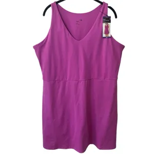NEW GapFit Active Tank‎ Dress Built in Bra and Shorts Deep Rosebud Comfort XXL thumbnail 2