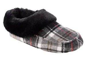 NWT Isotoner Womens Plaid Valerie Bootie Slipper 8252 Ash Black Multi L (8-9) thumbnail 1