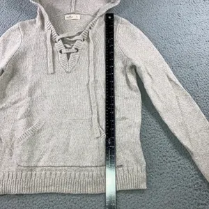 Hollister Baja Hoodie‎ Women S Oatmeal Beige Knit Lace Up Coastal Boho Pullover thumbnail 11