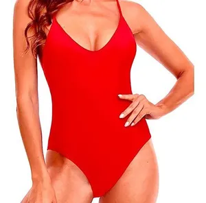 NWT Tempt Me One Piece Red Swimsuit / MEDIUM /Scoop Neck / Back Criss Cross tie. thumbnail 1