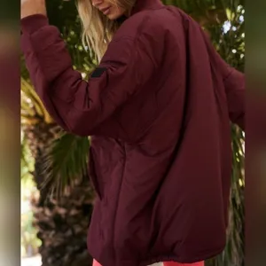 Free People | Oversized Bomber Jacket in Burgundy size Small thumbnail 3