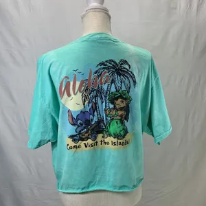 Disney LILO & Stitch Tie Dye Crew Neck Sea Green and White Crop Tee Size… thumbnail 6