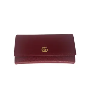 Gucci GG Marmont Continental‎ Wallet Hibiscus Red Pebbled Leather Wallet thumbnail 4