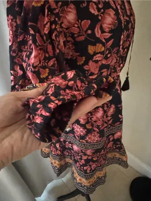 Alice + Olivia Sedona Floral Silk Blend Boho Mini Dress Tassel Tie Size 2 thumbnail 6