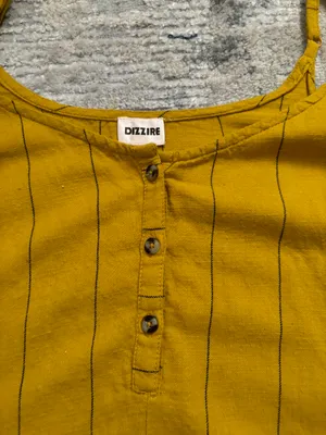 Dizzire Yellow Black Striped Thin Adjustable Strap Crop Top size M thumbnail 10
