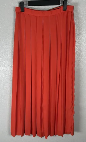 J.‎ Crew Vibrant Orange Wide Pleated Long Midi Skirt Womens Size 6 Summer thumbnail 1