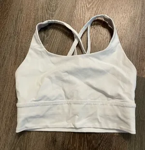 lululemon white Energy Longline Bra Cross-Back Sports Bralette Size 4 thumbnail 1