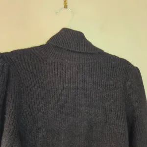 J. Crew Black Puff Sleeve Turtleneck Alpaca and Wool Blend Sweater thumbnail 3