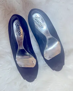 Gucci black suede peep toe platforms, 41 thumbnail 1