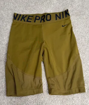 Nike Pro Olive Green Dri-FIT Compression Training Shorts AR6709-368 Womens M thumbnail 1