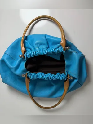 Dulce Brazilian Leather Light Robin Blue Slouchy Satchel Top Handle Hobo Purse thumbnail 16