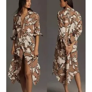 Maeve Anthropologie The Soren NWT Floral Shirt Dress Midi‎ Button Down Small thumbnail 2