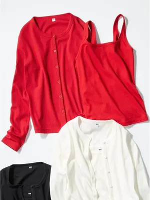 Uniqlo Pointelle Tank Top NWT Red Medium thumbnail 6