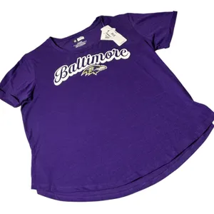 NEW Baltimore Ravens NFL Women's‎ Purple T-Shirt XL Extra Large Team Apparel thumbnail 1