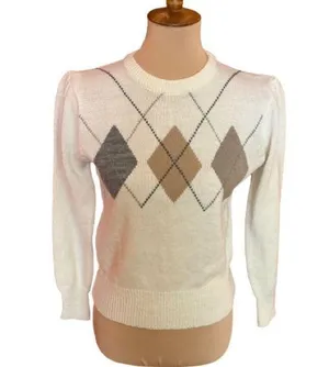 Vintage 80s hunters glen feminine argyle sweater thumbnail 1