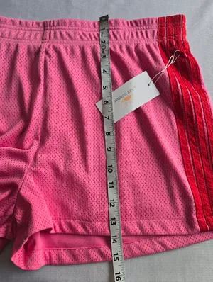 Lazy sundays Pink Athletic Mesh Shorts with Red Contrast Side Panels Size XL thumbnail 5