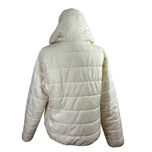 Ci Sono Puffer Jacket Ivory Sherpa Lined Hooded Quilted Winter Coat Minimalist L thumbnail 4