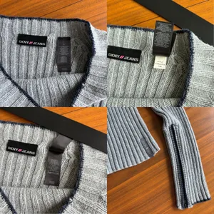 90s Vintage DKNY Jeans Sweater L Gray Ribbed Zipper Cuff Grunge Y2K Gorpcore Ski thumbnail 5