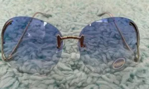 Rimless Blue Lens & Silver Sunglasses NWOT thumbnail 1