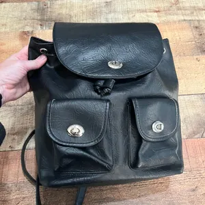 Vism Women's Black Faux Leather Concealed Carry Self Defense Backpack Safety thumbnail 2