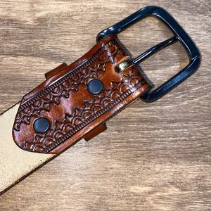 Genuine leather size 18 boho engraved belt thumbnail 6