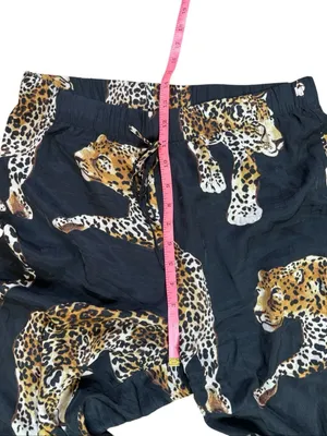 H&M Wide Leg Pull on Tiger Print Pants Black Medium thumbnail 4