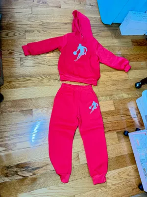 Boys Red Pants and Hoodie Jacket Set Size 8 thumbnail 2