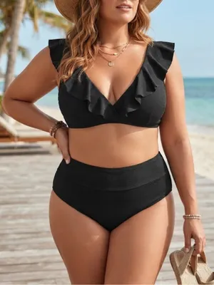 NWT Cupshe Black Bikini Top Plus Size 1X thumbnail 1