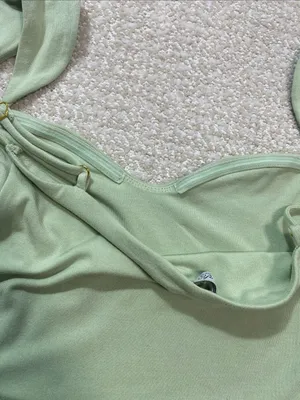 Oh Polly Light Green Square Neck Mini Dress Size Us6 92% Modal 8% Elastane thumbnail 16