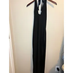Oh Polly Black Halter Maxi Dress US 8 Bodycon Formal Stretch thumbnail 2