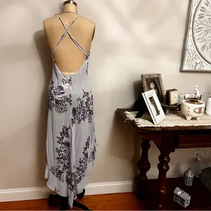Free People Blue Getting Out Midi Slip Dress Size Medium thumbnail 4