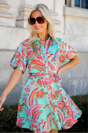 Boutique NWOT Flirty Dreamer Jade Satin Mini Dress Sz M thumbnail 1