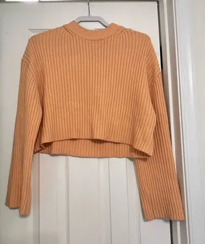 H&M Orange Cropped Sweater Long Sleeve thumbnail 1