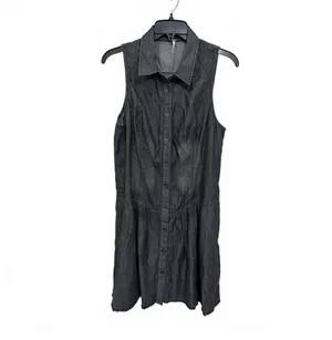 Free People Washed Black Denim Mini Dress Medium thumbnail 3