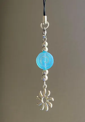 czech glass swirl shell & sun keychain/bag charm/accessory 🌀☀️ thumbnail 4