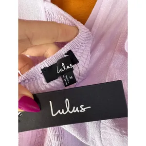 NWT Lulus Sweeten Me Up Lilac Flutter Sleeve Mini Dress With Pockets Weekend M thumbnail 5