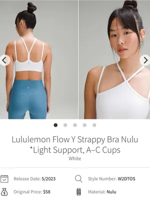 Lululemon Flow Y Strappy Bra Nulu 14 women in white thumbnail 4
