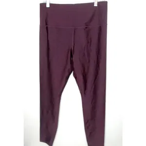Athleta Women's Size Large Maroon Metallic Activewear Stretch Yoga Pant thumbnail 2