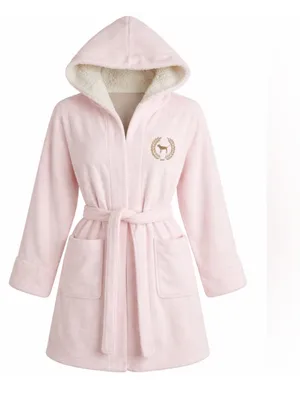 Victoria’s Secret Pink Gold Sequins logo Sherpa Bathrobe thumbnail 4