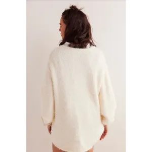 Free People NWT Sparrow Pullover Sweater Ivory Size M Oversized‎ Cozy Winter Top thumbnail 2